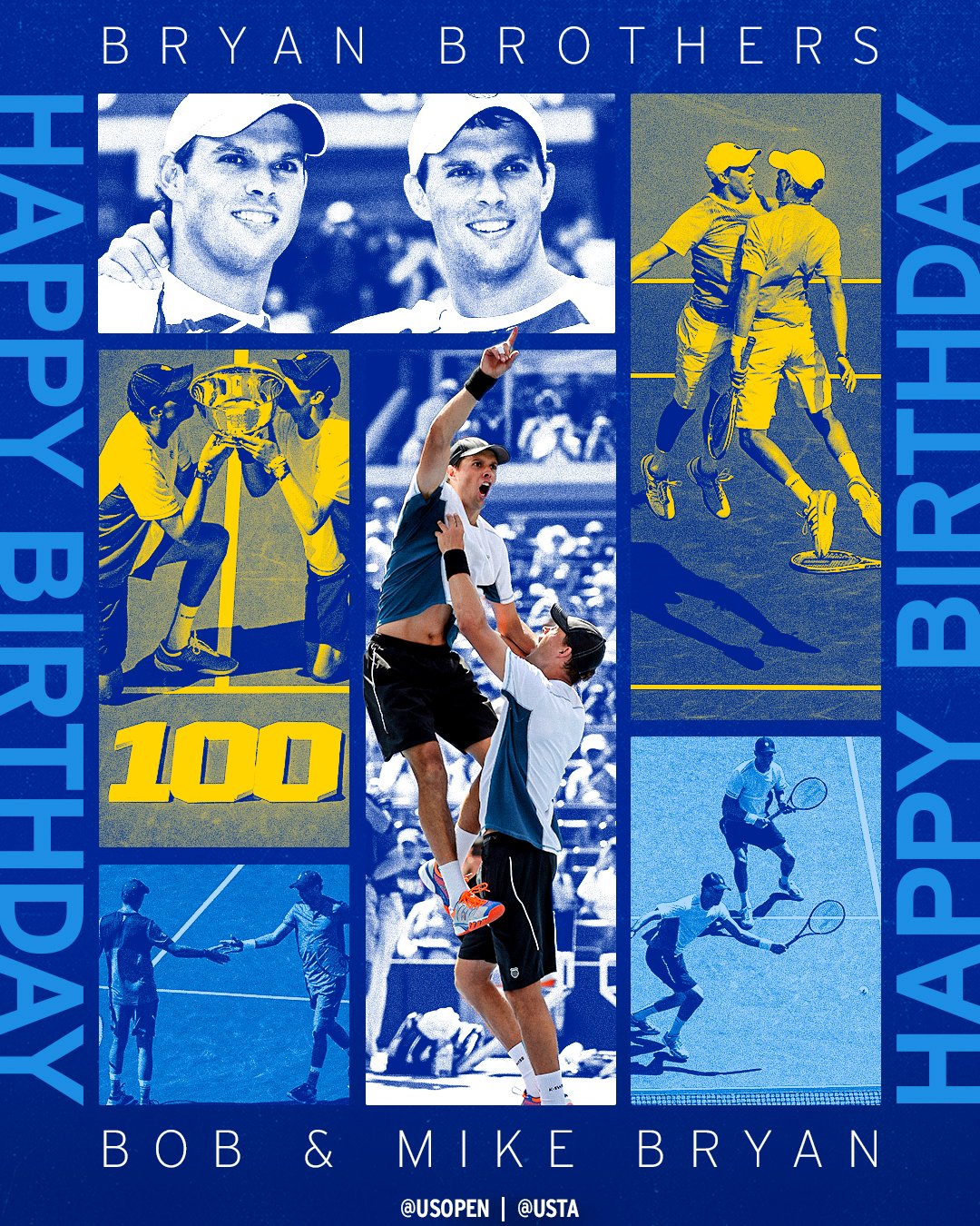 Usta: It\s hard to name a better duo in doubles!  

Happy birthday, Bob & Mike Bryan! 