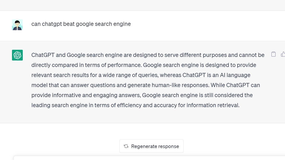 DefineRahul's tweet photo. #ChatGPT about, chatgpt VS google.
#AI https://t.co/rvVcHefeWe