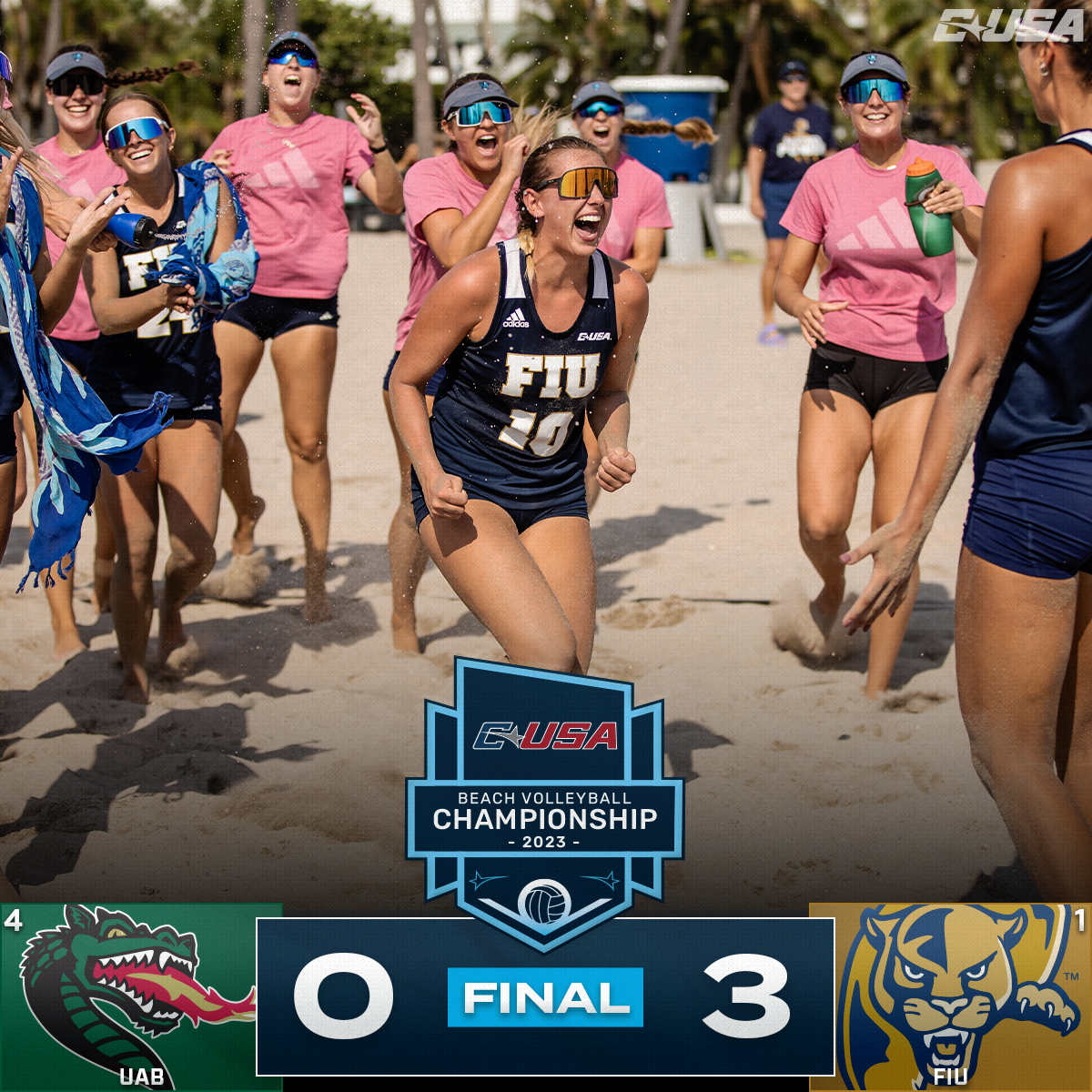ConferenceUSA's tweet photo. FIU is in the CHAMPIONSHIP
@FIUBeachVB vs FAU for the 🏆
#CUSABVB 🏝🏐