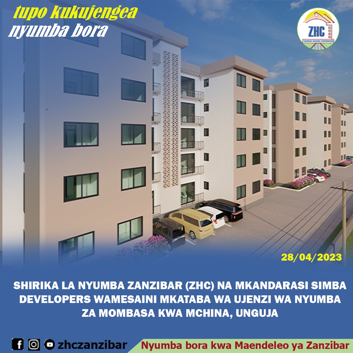 Nyumba za bei nafuu kwa wananchi ni moja ya eneo la kipaummbele la Serikali ya Awamu ya Nane chini ya Rais wa Zanzibar na Mwenyekiti wa Baraza la Mapinduzi, Dkt. Hussein Ali Mwinyi. Hongera Shirika la Nyumba la Zanzibar (ZHC).