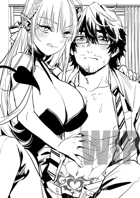 これはサキュバスに淫紋つけられた冴えないオッサンとエロエロサキュバスちゃん のTL系wip…職場ではうだつが上がらない地味なオッサンの下腹部には実は淫紋があって、おうち帰ったらエロエロサキュバスちゃんに毎日搾精されまくってる快楽漬けの日々よき…
#創作男女 