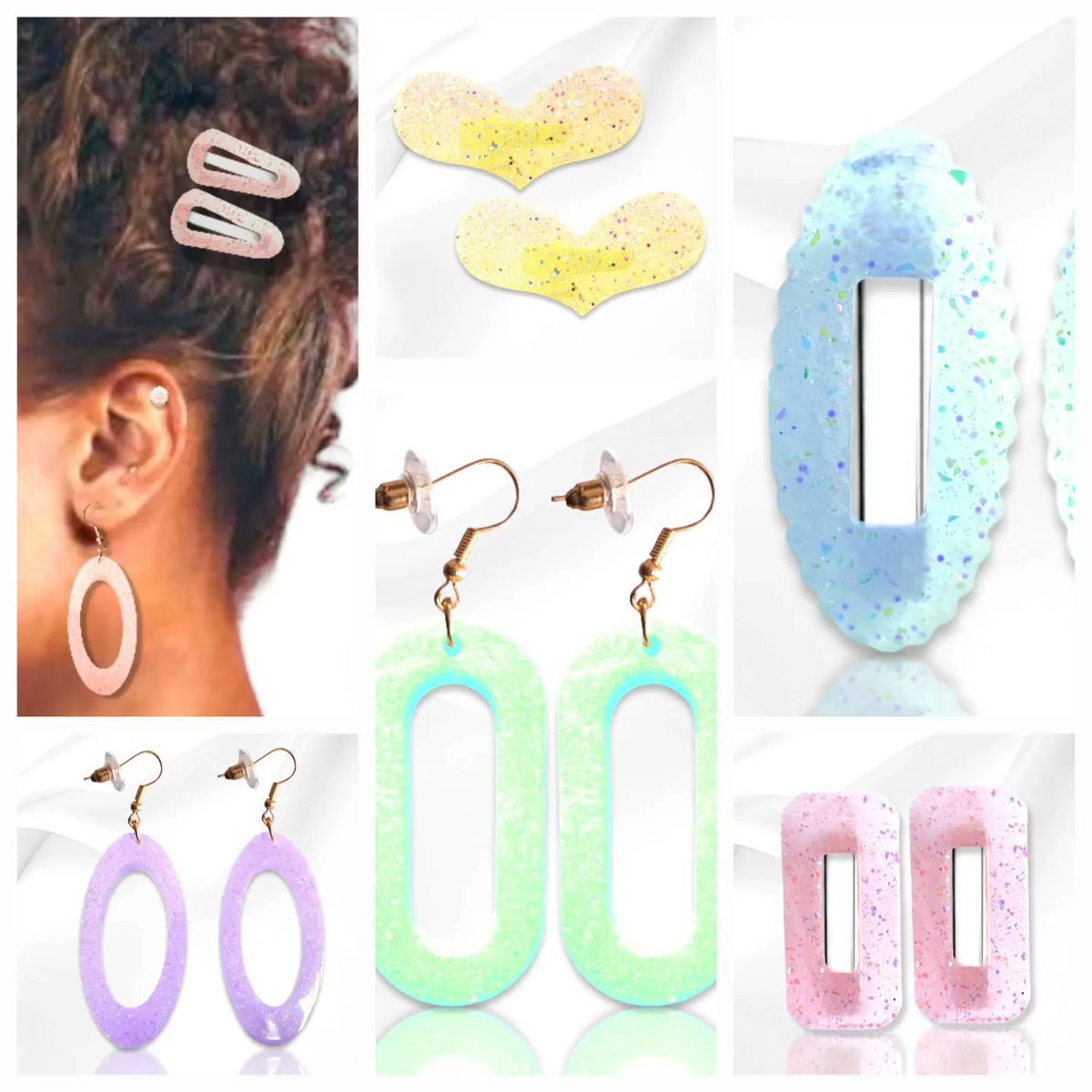 The Kimmo Kreations 'Pretty in Pastel' collection. For your more delicate and subtle style. . #kimmokreations #smallbusinessowner #scrunchiesareback #resinhairaccessory #resinhairclips #resinearrings #hairbowshandmade