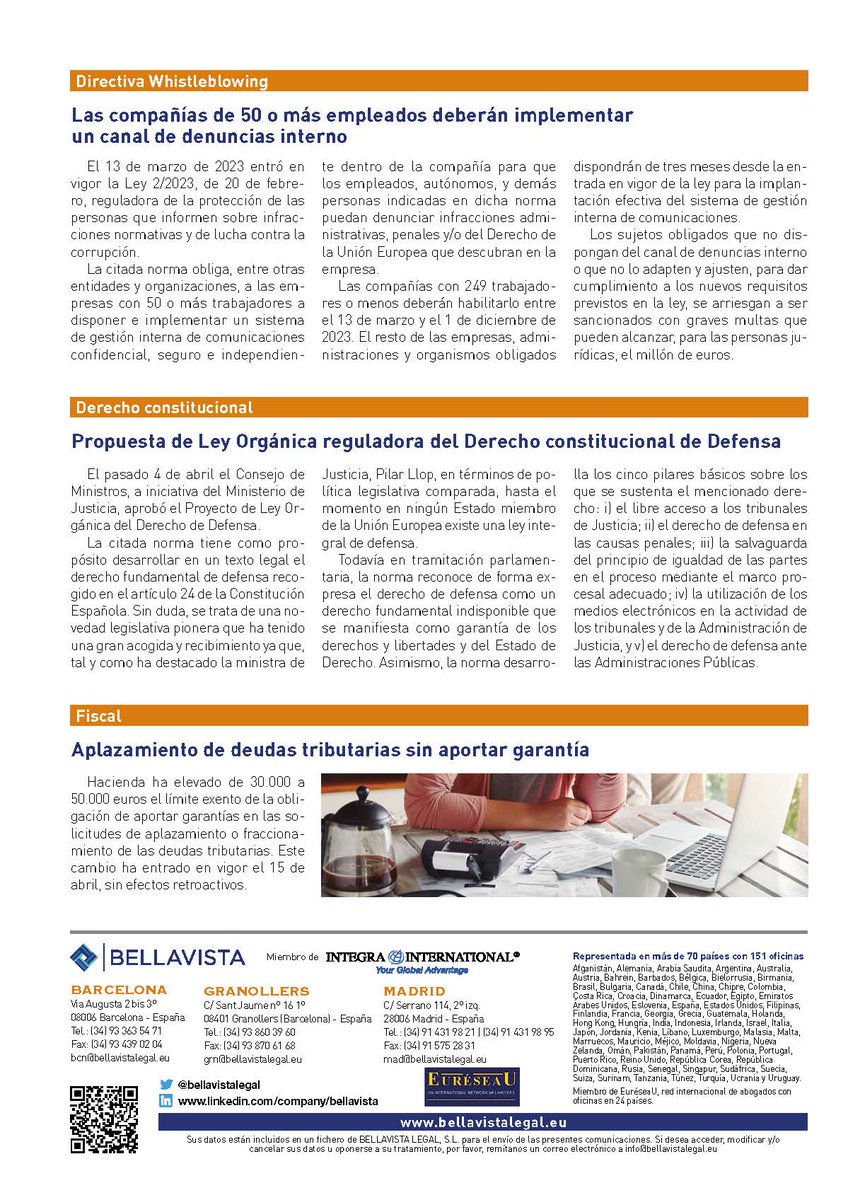 Desde BELLAVISTA estamos encantados de compartir nuestra BELLAVISTANEWS de abril con interesantes contenidos de actualidad jurídica. ¡No os la perdáis!