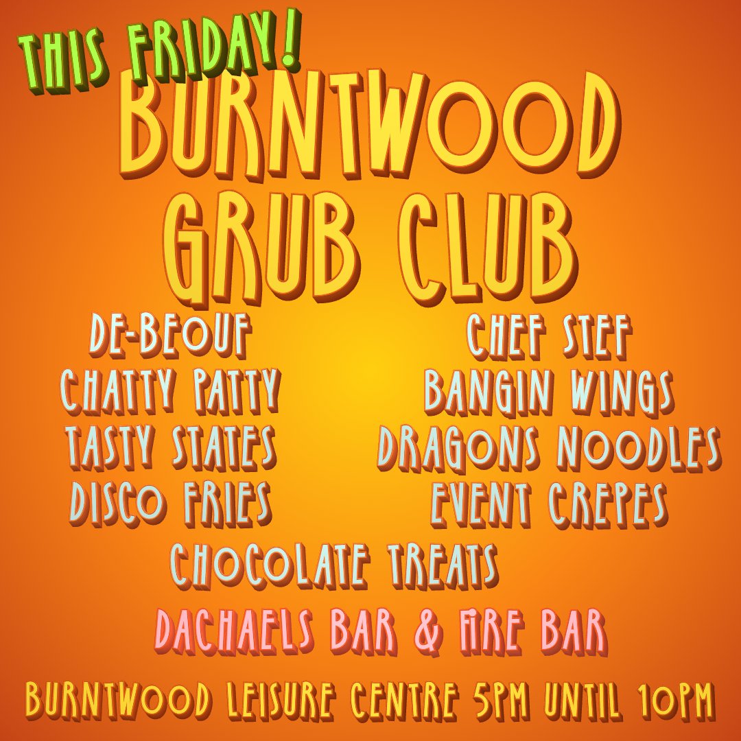 LichFoodFest's tweet photo. 📢 BURNTWOOD GRUB CLUB 📢

🗓️ FRIDAY 5TH MAY 🗓️

🕔5 PM - 10PM 🕙

🗺️ BURNTWOOD LEISURE CENTRE 🗺️

🍔 STREET FOOD 🌭
🎶 LIVE MUSIC 🎶
🪑SEATING 🪑

FREE ENTRY

😍 GOOD TIMES 😍

💥 COMPETITION TIME 💥
WIN DINNER AND DRINKS FOR 4 PEEPS
TAG, SHARE &amp; LIFE YOUR PALS TO WIN https://t.co/9QvTQ9qxzC