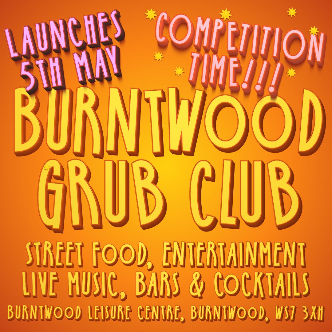 LichFoodFest's tweet photo. 📢 BURNTWOOD GRUB CLUB 📢

🗓️ FRIDAY 5TH MAY 🗓️

🕔5 PM - 10PM 🕙

🗺️ BURNTWOOD LEISURE CENTRE 🗺️

🍔 STREET FOOD 🌭
🎶 LIVE MUSIC 🎶
🪑SEATING 🪑

FREE ENTRY

😍 GOOD TIMES 😍

💥 COMPETITION TIME 💥
WIN DINNER AND DRINKS FOR 4 PEEPS
TAG, SHARE &amp; LIFE YOUR PALS TO WIN https://t.co/9QvTQ9qxzC