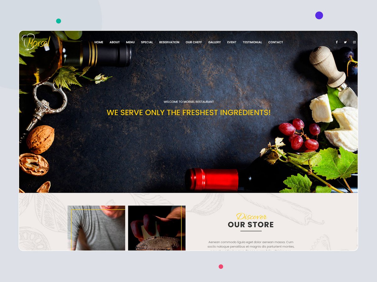 Restaurant Template is a Fully Responsive One Page HTML template that can be used for startup #restaurantwebsites or for a personal website.
.
themeforest.net/item/morsel-re…
.
#envato #themeforest #Restauranttemplate #HTMLTemplate #HTML #businesstemplate #Website #Template #Webdesign