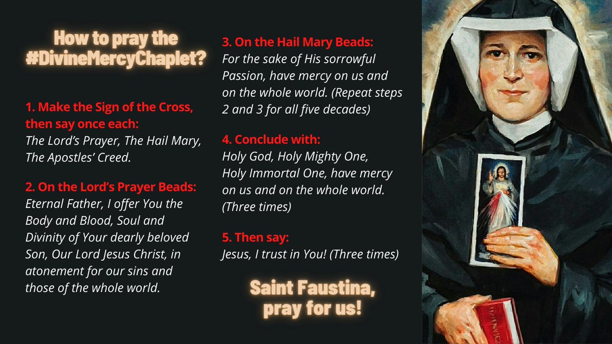 God has given us a new day — Saturday, May 6. Let’s #PrayTogether the #DivineMercyChaplet with the Blessed Virgin Mary, asking Jesus for His great, unfathomable mercy and the conversion of sinners. Saint Faustina, pray for us! 🙏