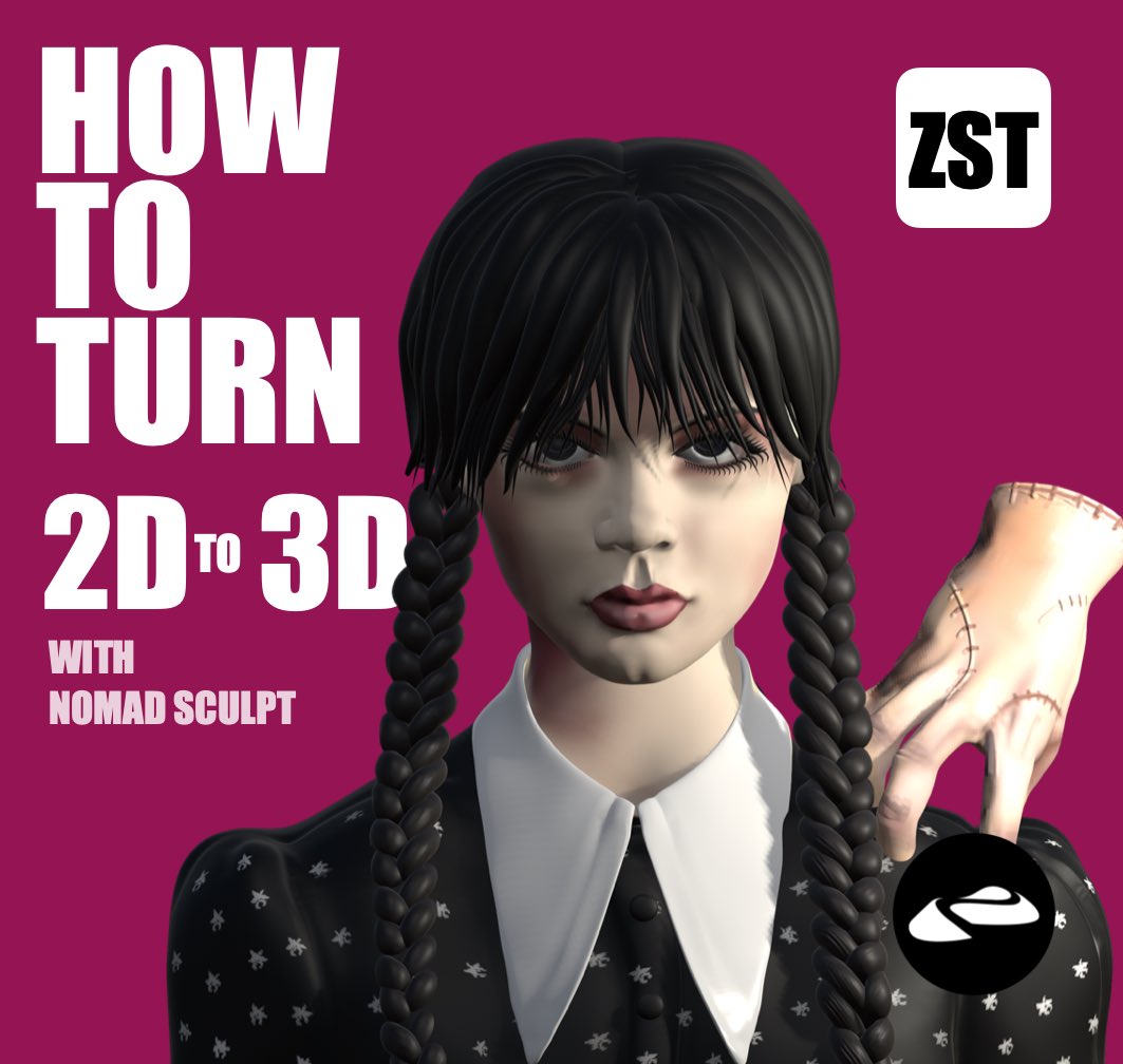ZST_nft's tweet photo. #nomadsculpt : ipad app
**Turn 2d to #3d
**Character-10 | Wednesday
**#timelapse
.
#Youtube link : https://t.co/iPsIhwNnFa
.
#3dart #3dmodeling #3ddesign #3dnft #3danimations #art #digitalart #digitalpainting #digitalillustration #3dartwork #digitalnomad #nomadsculpttutorial https://t.co/5TZ2vfUgoO