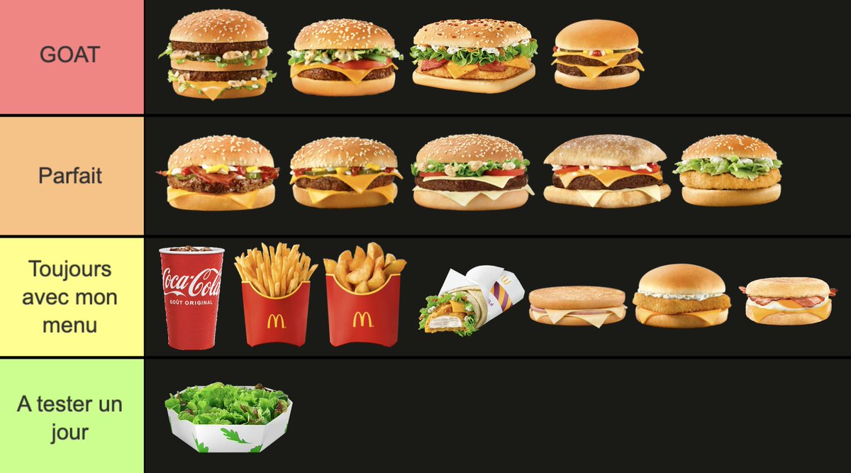 McDonaldsFrance's tweet photo. Ma tier list McDo
Balancez la vôtre sous ce tweet 👇🏻 https://t.co/Myer3EWyFt