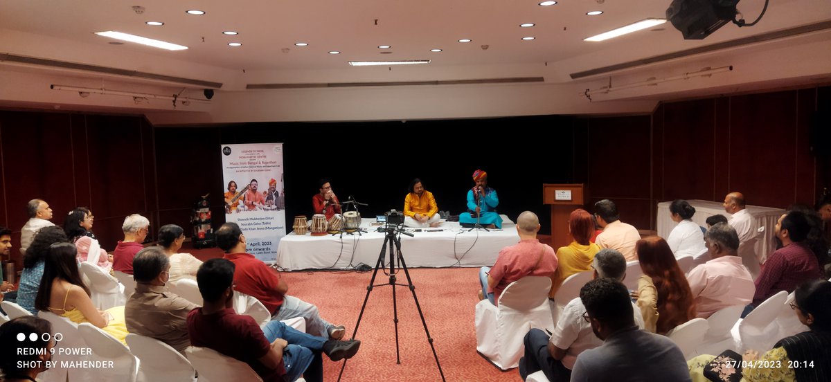 LegendsOfIndia's tweet photo. 'Baithak' organised by Legends of India at IHC on Thursday April 27, 2023 featuring Shouvik Mukherjee (Sitar) with Sourabh Goho (Tabla) &amp; Dada Khan (Vocal). An unprecedented experiment. The response of the audience proved the success. https://t.co/UZZ689sIZD