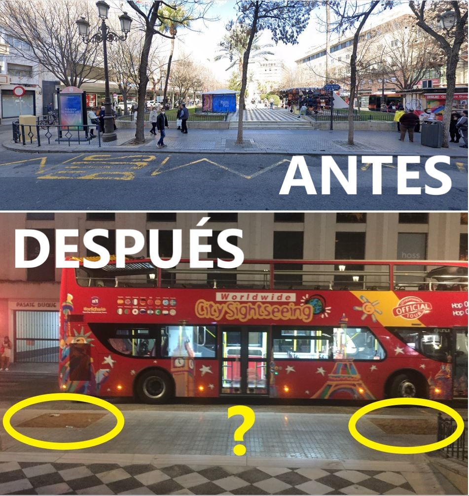 SOSterritorios's tweet photo. ⚠️#Sevilla continúa perdiendo posiciones #Arboladas.
Avisamos hace un año y @Ayto_Sevilla ya ha consumado su propósito en esa acera de #PlazaDelDuque.
Pavimentan los #Alcorques para favorecer a una #EmpresaPrivada de #AutobusesTurísticos que tiene ahí una de sus paradas.
🚍💶🆚🌳 https://t.co/vDMBvXpY1l