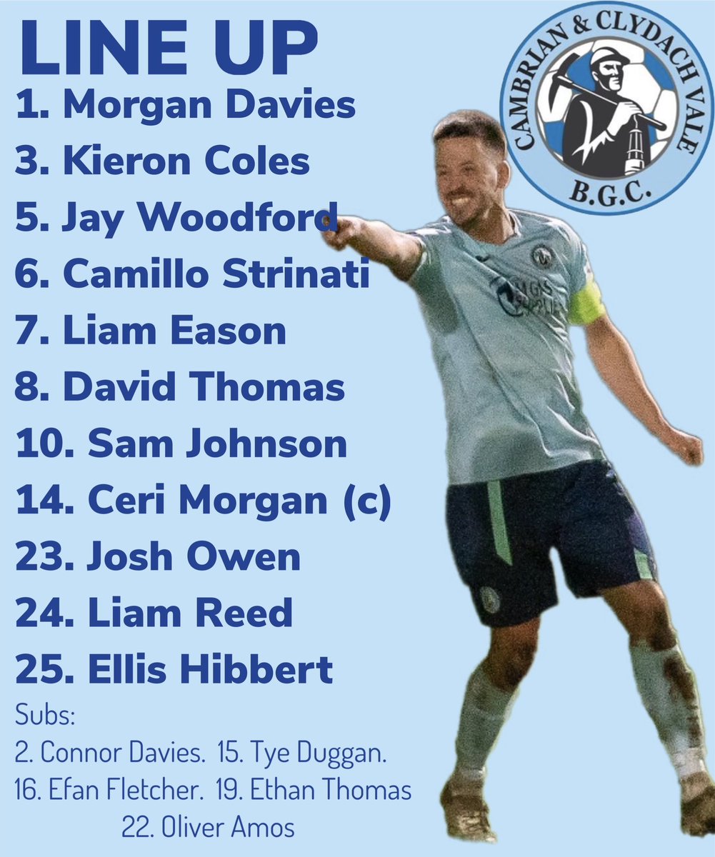Our final team of the season Vs <a href="/SwanseaUniFC/">Swansea University F.C.</a> 

<a href="/Ellishibbert04/">Ellis</a> is in from the start after some impressive performances from the bench and for the Development team. 

U16 <a href="/FletcherEfan/">Efan Fletcher</a> is in the squad once more

#CamArmy