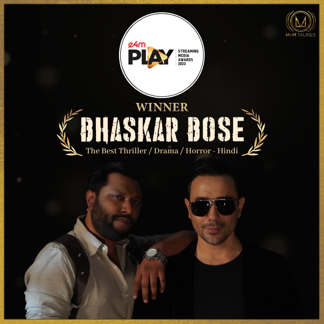 MnmTalkies's tweet photo. And the winning streak continues! ✨

MnM Talkies wins BEST BRANDED CONTENT STUDIO  and 
BEST FICTION PODCAST (BHASKAR BOSE) 
at the @exchange4media Play- Streaming Media Awards, 2023. https://t.co/uGT98hihJK