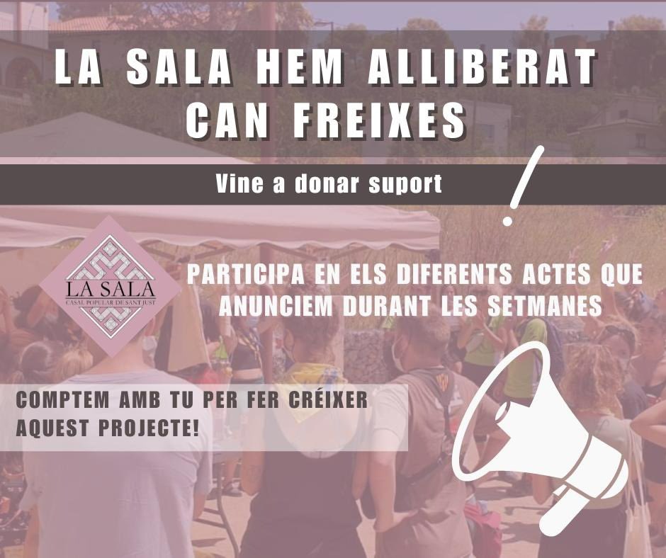 lasalasantjust's tweet image. LA SALA HEM ALLIBERAT CAN FREIXES❤️‍🔥✊🏼

Després de 4 anys de lluita per trobar un local, La Sala ha recuperar el que era del poble‼️

Volem agrair a totes les persones que han estat presents i ens han ajudat a fer això possible🥰