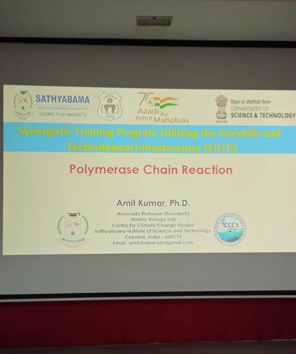 AmitKumar_ak14's tweet photo. Stage is set, waiting for participants to come back from tea break. Technical presentation on #PCR, followed by hands-on-training. #knowledgesharingisfun
@BhadPunyasloke @SathyabamaSIST #DSTSTUTI https://t.co/NzhF1WkB0F