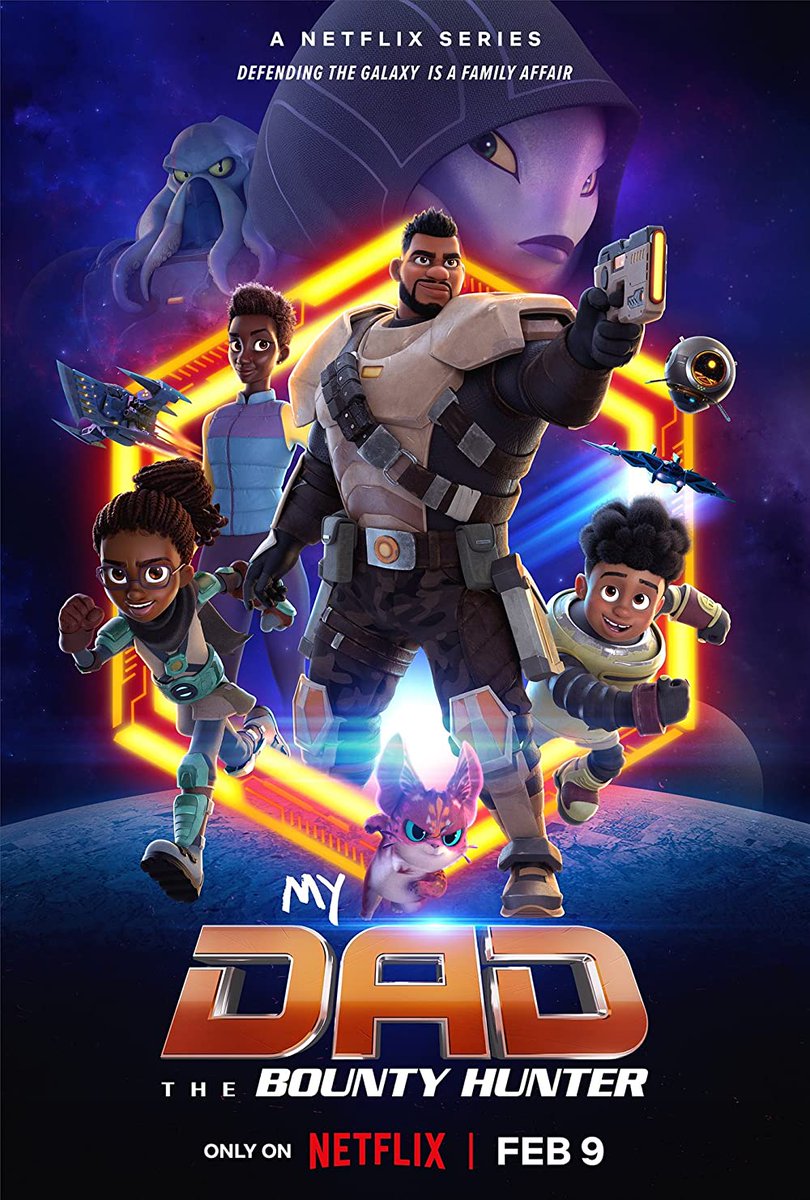 JuniorThomasUK's tweet photo. My dad the bounty hunter. As an animator I absolutely loved this show. The animation was fantastic (3D&amp;2D) &amp; the story beats really landed. If you have a young family or just appreciate well-made content Check it out on Netflix.👌🏾💯 #MyDadTheBountyHunter  #netflix https://t.co/stj1xo2lY0