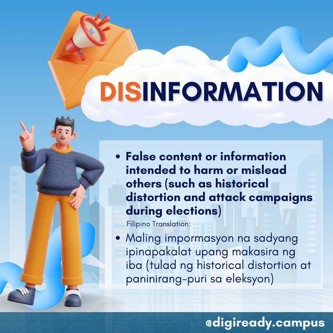 digireadycampus's tweet photo. ALWAYS GET YOUR FACTS STRAIGHT!🔍

[ENG] Check this out to know the difference between misinformation and disinformation. Always be vigilant with the information you share and consume online📱✨ https://t.co/cdV868iZQT