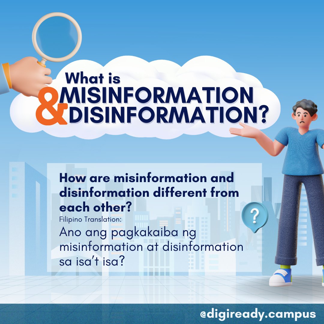digireadycampus's tweet photo. ALWAYS GET YOUR FACTS STRAIGHT!🔍

[ENG] Check this out to know the difference between misinformation and disinformation. Always be vigilant with the information you share and consume online📱✨ https://t.co/cdV868iZQT