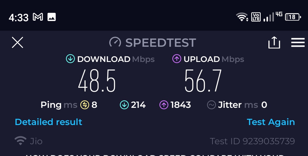 HIND8610's tweet photo. @reliancejio my 100 mbps connectivity in mobile.... total device connected 2.

So 50 mbps per device? Why the same not communicated before giving service... https://t.co/jo7rJnhbO6