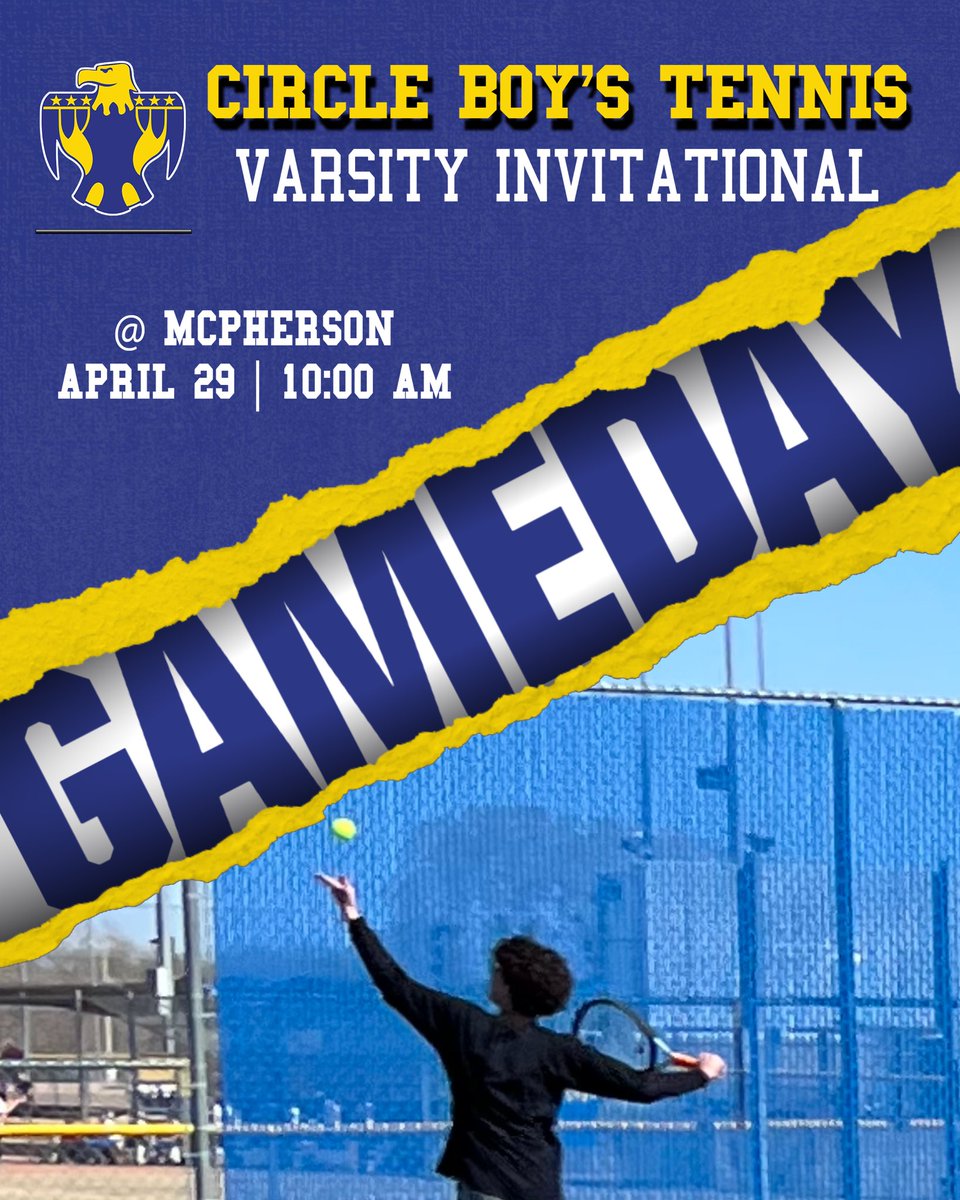🎾 GAMEDAY 🎾
⏰ 10:00AM
📅 April 29th
📍 McPherson
<a href="/CircleTBird/">CHS Activities</a> #Thrivein375