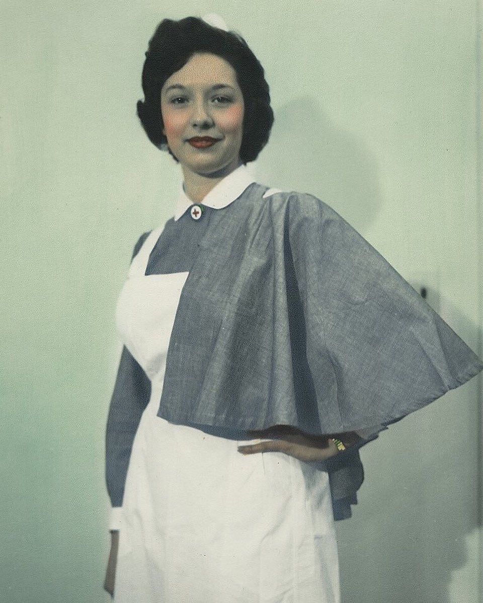 Nurse wearing uniform from Germany circa. 1950s #histmed #histnurse #historyofmedicine #historyofnursing #Germany #pastmedicalhistory