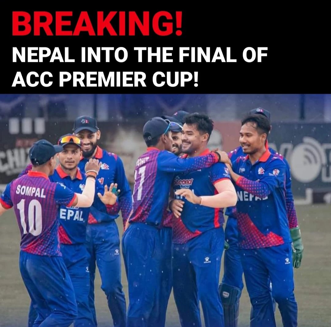NoNext_Question's tweet photo. Nepal has reached into the final of the ACC Premier Cup as the group leader after the Semi-Final against Kuwait ended in a No Result. 

WE ARE JUST ONE GAME AWAY GUYS FROM ASIAN CUP! 
LESSS DO IT!

#AAYOGORKHALI #NepalvsKuwait #nonextquestion https://t.co/DHmmLD5HXs