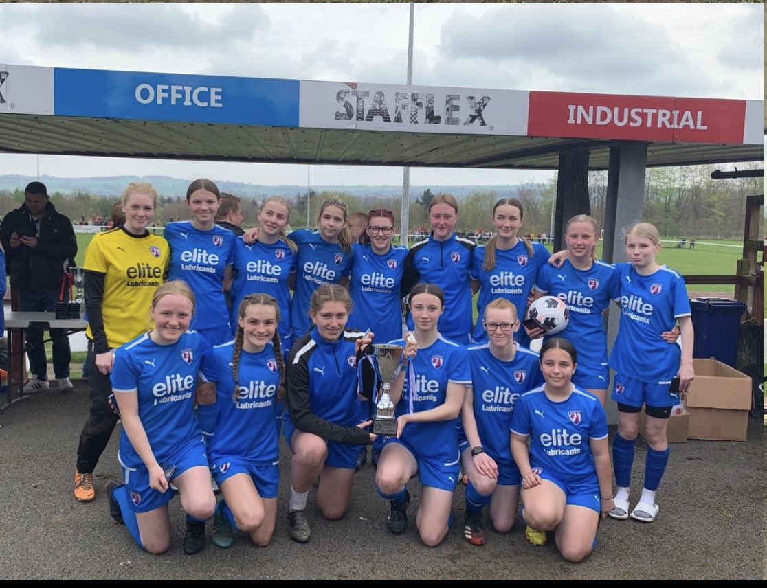 women_cfc's tweet photo. 🏆 U16 CUP WINNERS 🏆 

Congratulations to our U16s winning the Cup Final with a 3-1 win against Sheffield United!!! 💙🤍 

@ChesterfieldFC 
#Spireites https://t.co/sN2gyExnYZ