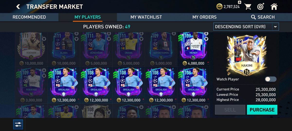 chillikeme's tweet photo. @FirstHalfYT @artemii4fifa @EAFIFAMOBILE @EASPORTSFIFA @fm22news @leaks_fm @newcomerFM @NeuxFM @Nakata767 All in . Got 111 raul from rudiger lampard swap sold it for 72 mil. Bought 5 grealish  + 1 in team  now i wait for Manchester city to win UCL then swap them for 3 over 111 players 😁 https://t.co/nlsZwJAMKC