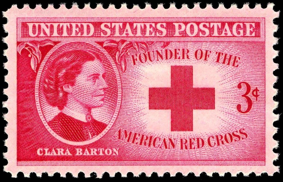 Clara Barton, the pioneering nurse who founded the American Red Cross, was honoured with a U.S. commemorative stamp, issued in 1948. 
Image credit: Smithsonian National Postal Museum 
#histmed #histnurse #historyofmedicine #historyofnursing #pastmedicalhistory