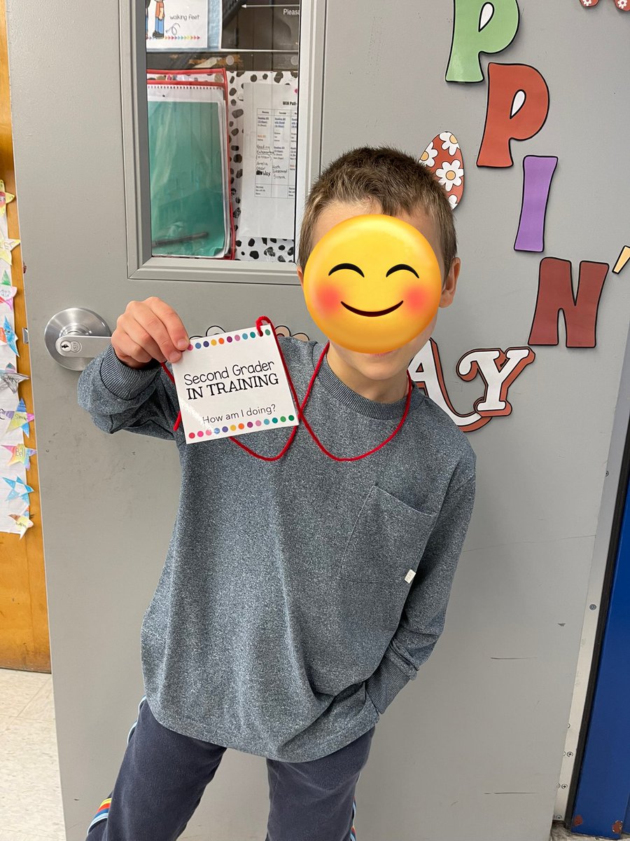 MissAviles1's tweet photo. I can’t believe when I see my students again on Monday, it’s going to be May! That means we’re wrapping up first grade and saying hello to second grade. Check out these second graders in training☺️ @CETelementary @CHUFSD #secondgradeherewecome https://t.co/PODyrlXiqL