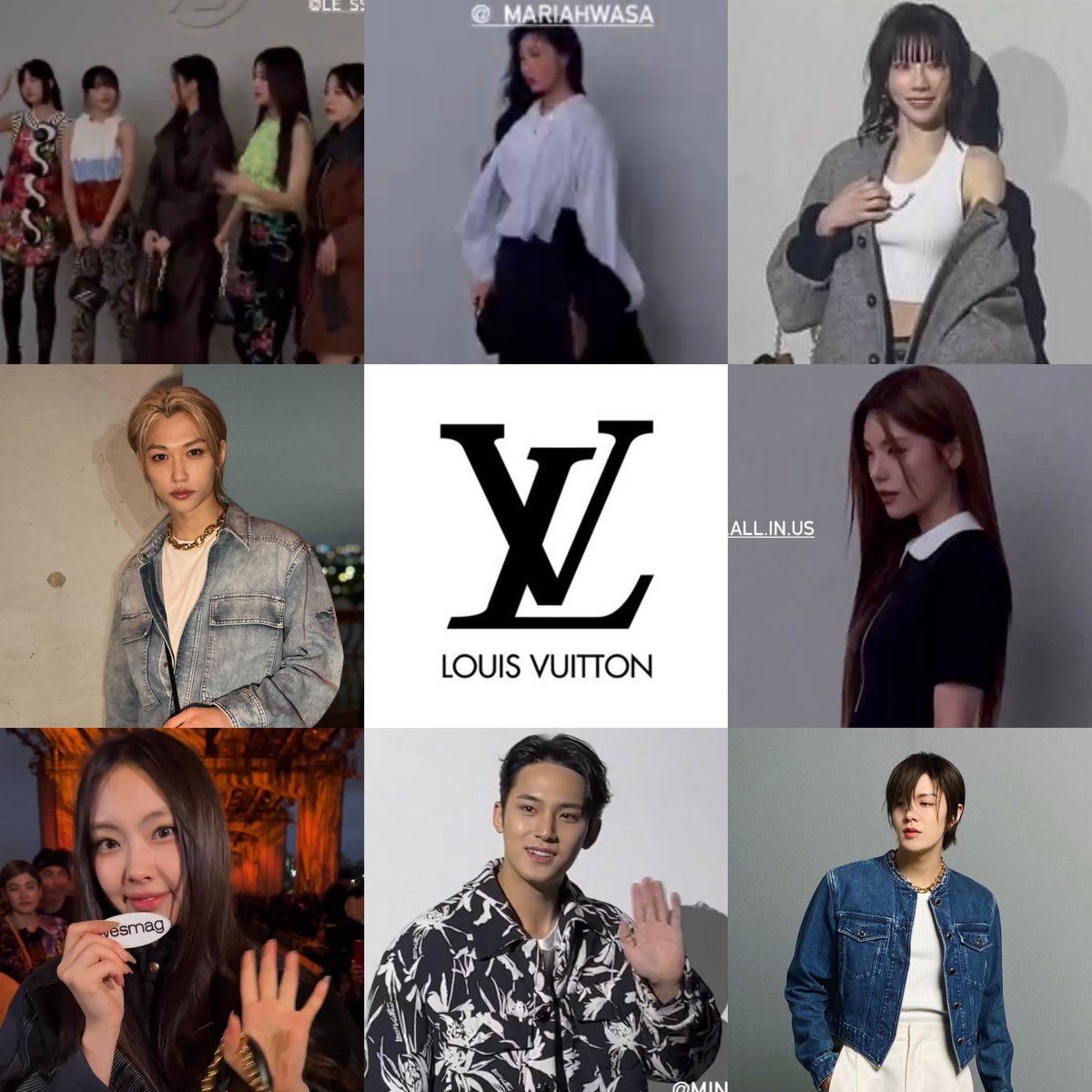 AboutMusicYT's tweet photo. Kpop idols at at the Louis Vuitton women's pre-fall show in Seoul so far:  

LE SSERAFIM 
MAMAMOO's Hwasa 
Girls Generation's Taeyeon 
Stray Kids' Felix
ITZY's Yeji 
NewJeans' Hyein
SEVENTEEN's Mingyu 
NCT's Yuta https://t.co/OGs4Dd38NF