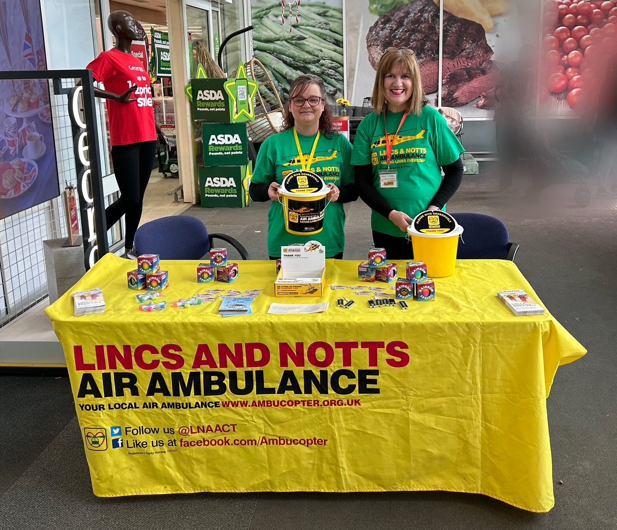 We have WCF Chandler Oil &amp; Gas colleagues in store today collecting much need funds for their chosen charity, <a href="/LNAACT/">Lincs & Notts Air Ambulance</a> 
Pictured are Rachel &amp; Marie