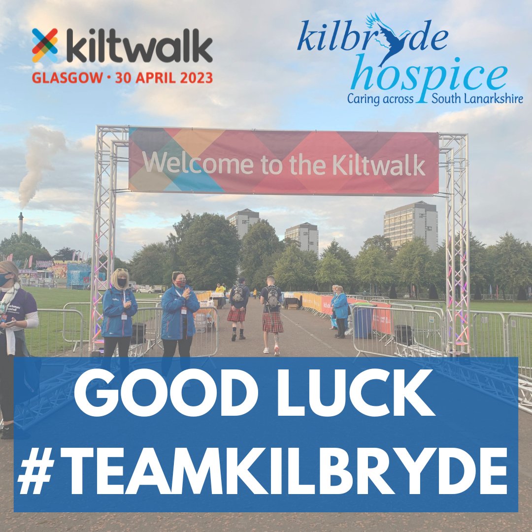 Good luck to everyone taking part in the Glasgow Kiltwalk today. 🚶‍♀️🚶‍♂️ Everyone at Kilbryde Hospice is grateful for your support. We hope you have a wonderful day! 💙 #GlasgowKiltwalk #TeamKilbryde #Kiltwalk2023