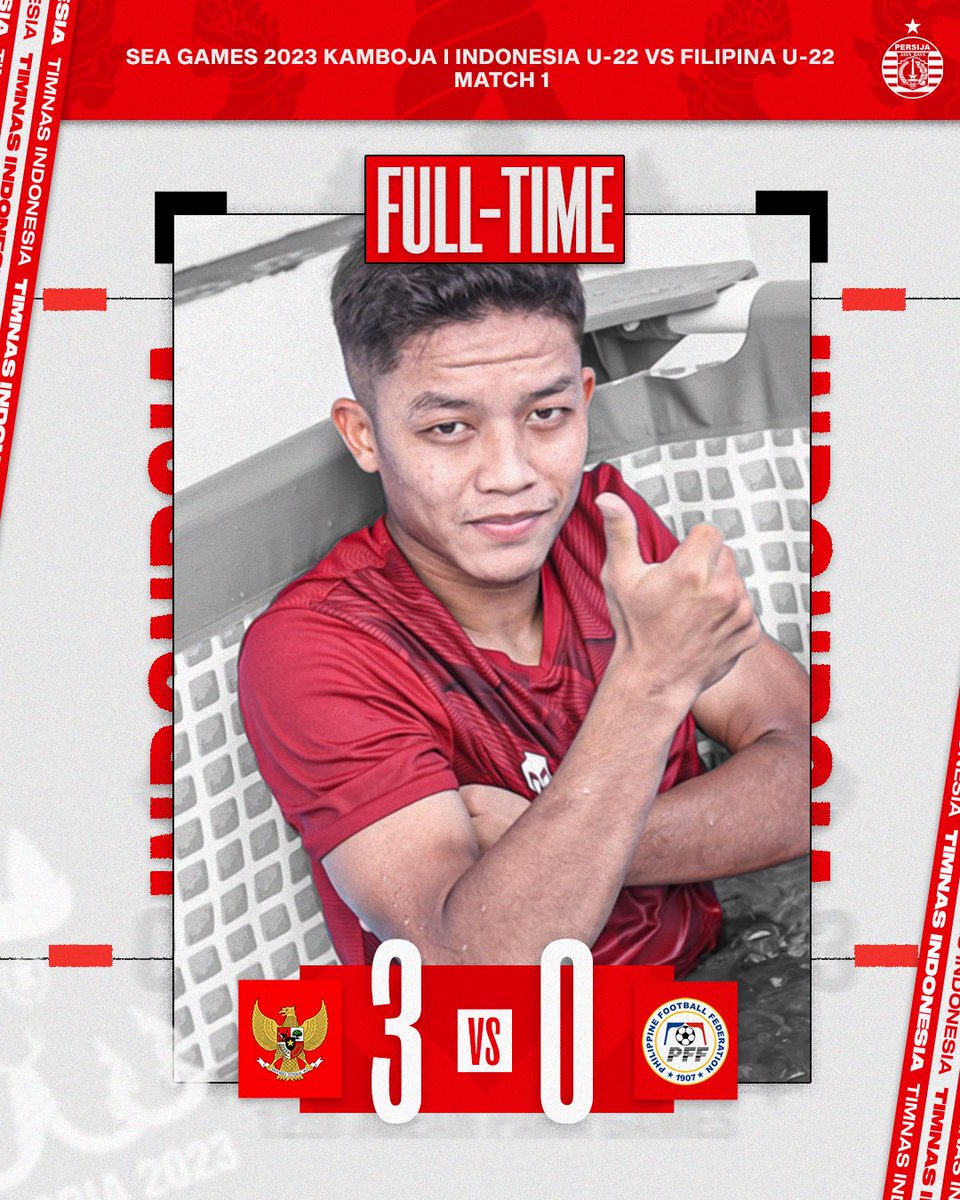 Persija_Jkt's tweet photo. FT: Indonesia U-22 3-0 Filipina U-22

Dua assist dari Ilham Rio Fahmi bantu Garuda Nusantara unggul di laga pertama SEA Games 2023 atas Filipina U-22 🇮🇩

#TimnasDay #ToTheNextLevel #BelieveIn12 #PersijaJakarta https://t.co/Yy4nuRAxar