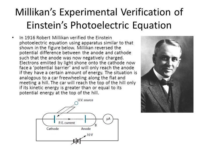 Rainmaker1973's tweet photo. When Einstein published his 1905 paper on the particle theory of light, Millikan was convinced that it had to be wrong and carefully designed experiments to disprove them, but ended up confirming the particle nature of light, winning a Nobel Prize for that https://t.co/cxIe6N0jyK https://t.co/CvfBjxsaNc