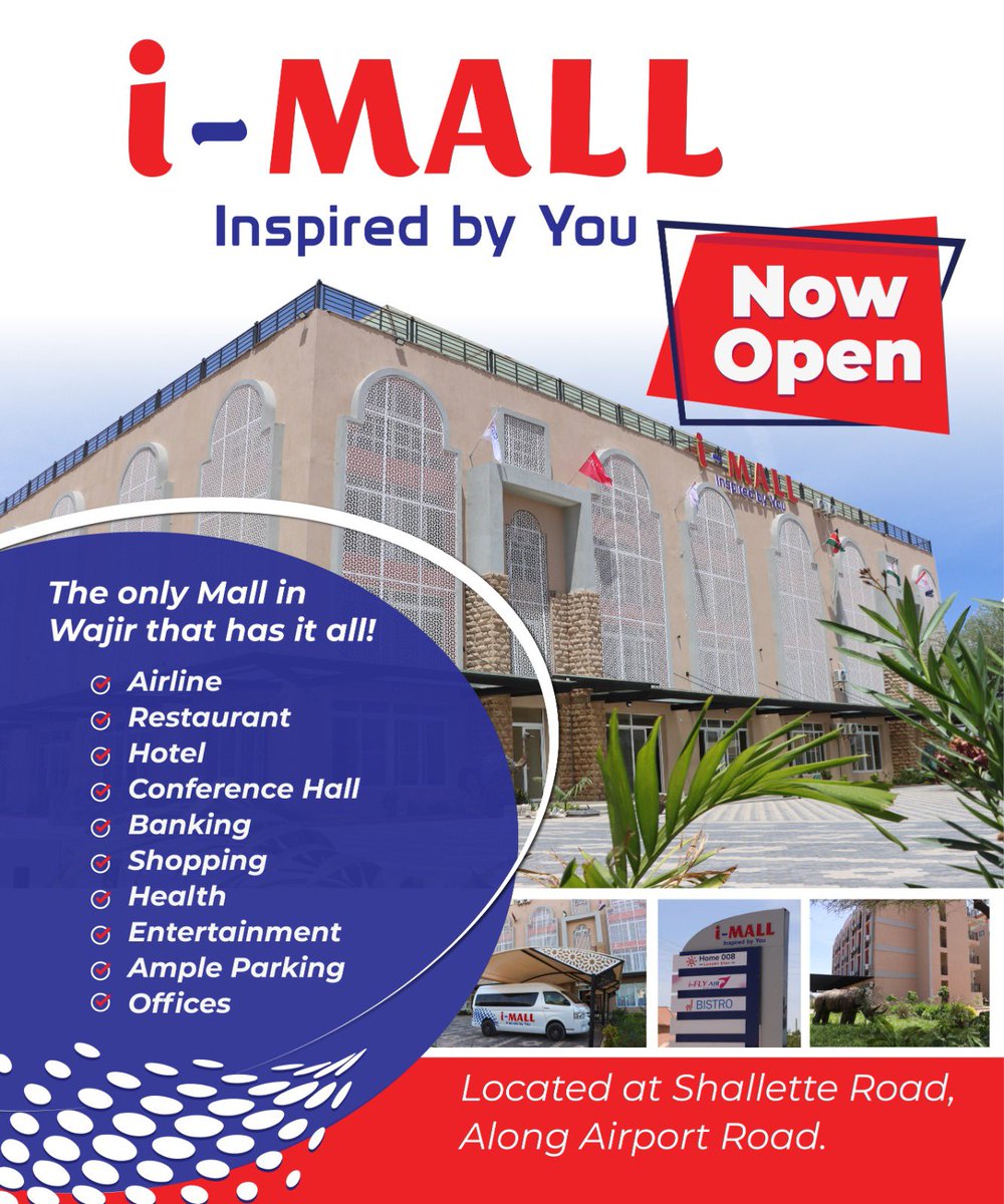 Asmali77's tweet photo. The #iMall Wajir now open. Airline, restaurant, hotel, conference Hall, Banking hall, Mosque, offices, shops all under one roof. @AsmaliMedia @i_FlyAir https://t.co/syCmd2JEFF
