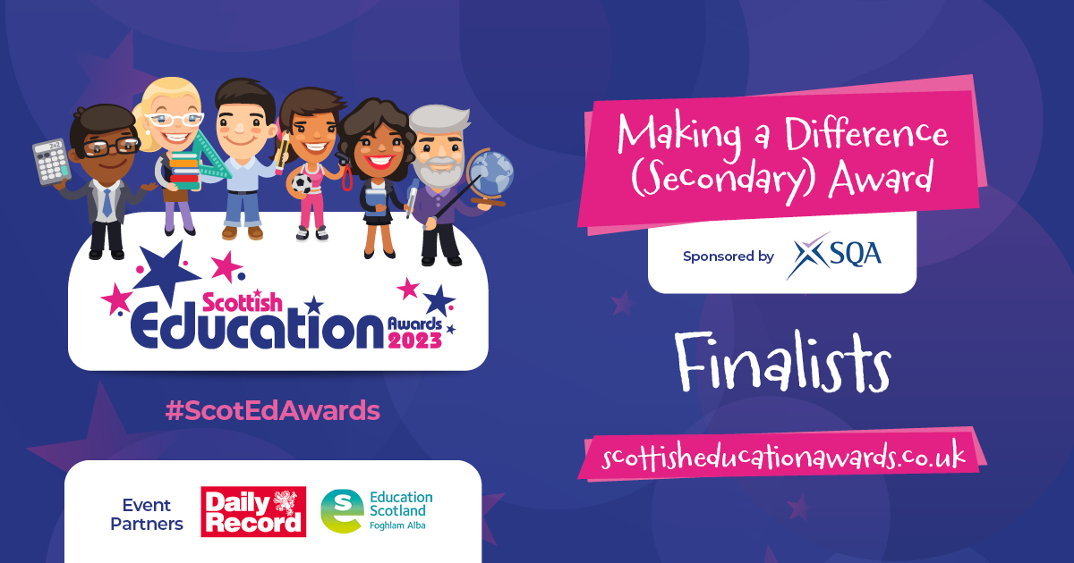 sqasupport's tweet photo. The #ScotEdAwards 2023 finalists have been announced! 🏆

Congratulations to the nominees @ArbroathHigh, @OnandUpBHS and @autismprovision for the Making a Difference Award (Secondary) sponsored by SQA. 👏

Find out more about the finalists: https://t.co/jhbt5BKjuC https://t.co/QkveYZxRJM
