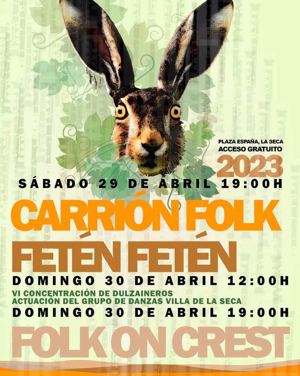 FolkOnCrest's tweet photo. Este fin de semana se presenta divertido. Esta tarde nos vemos en Pamplona y mañana domingo estaremos en La Seca (Valladolid).
👏👏👏
#15primaveras #folkMusic #sarmientoFolk https://t.co/1tSdSV5SMk
