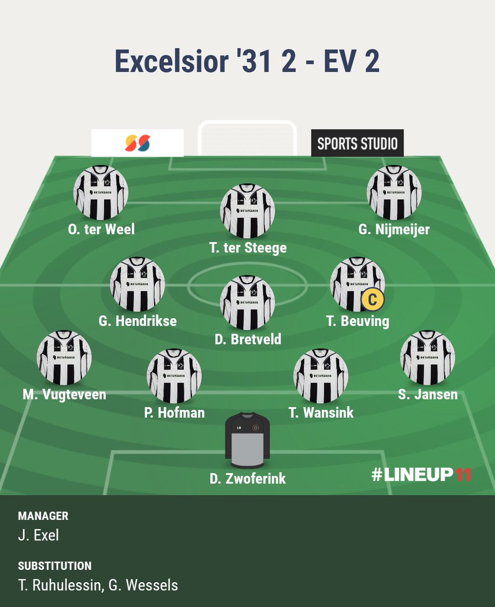 Om half 3 trappen we af voor de derby tegen Excelsior '31 2 in onderstaande opstelling. Kom lekker op de fiets naar Rijssen om ons aan te moedigen!
