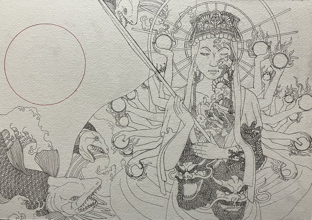 ペン画出来ました🇯🇵✨️ 次は色塗りです!!