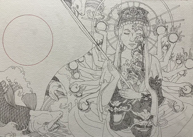 ペン画出来ました🇯🇵✨️ 次は色塗りです!!