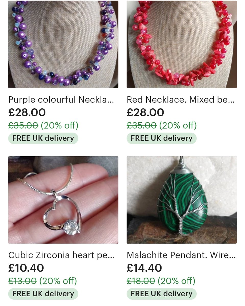RzlStores's tweet photo. 20% SALE in my #jewelleryshop. 
#bankholidaysale #giftideas #necklaces #bracelets #rings #earrings 
Free UK Delivery 
All jewellery comes in a cute drawstring linen gift bag 
https://t.co/SGhQQZ28wG https://t.co/liCe1dIizW
