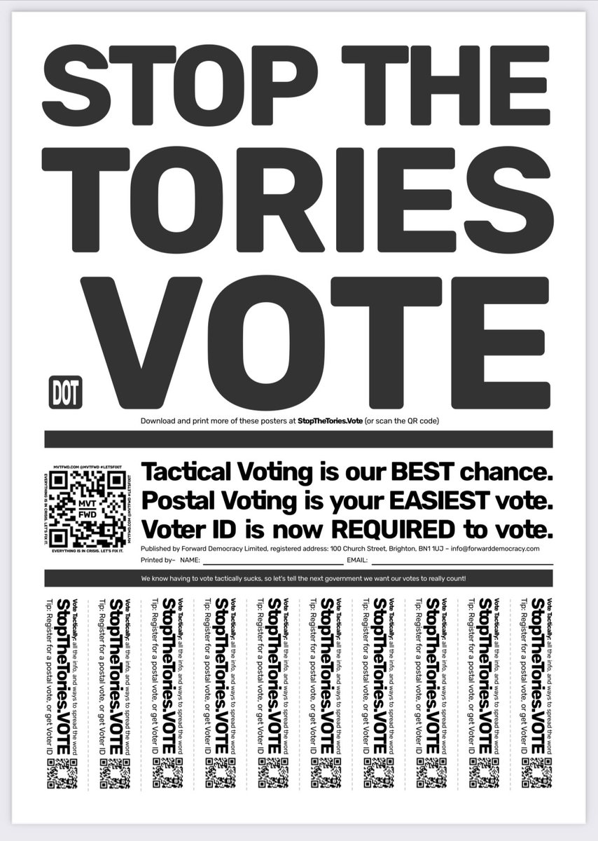 Have you put a poster up?

Take a photo and tag us and your favourite activists 🙌

stopthetories.vote/posters

👆 download here 👆