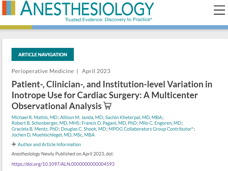 1/ Inotrope variation for patients undergoing cardiac surgery across US hospitals – what explains it? A thread on <a href="/MPOGASPIRE/">MPOG</a> recent findings… <a href="/_Anesthesiology/">Anesthesiology</a> article here: tinyurl.com/y4tppzpp