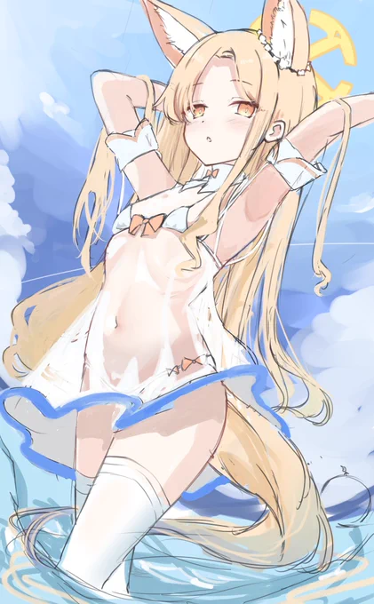 俺は今年の夏イベントで 水着セイアが実装されると信じている  (ラフ)  #ブルアカ