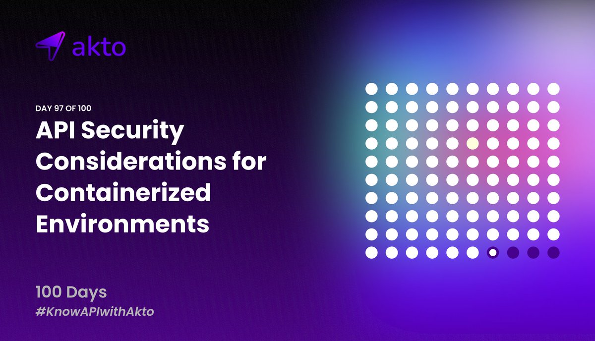 Aktodotio's tweet photo. Day 9️⃣ 7️⃣ of #KnowAPIwithAkto
API security considerations for Containerised Environments 🧵
1/12 https://t.co/Wep3GgYy2d