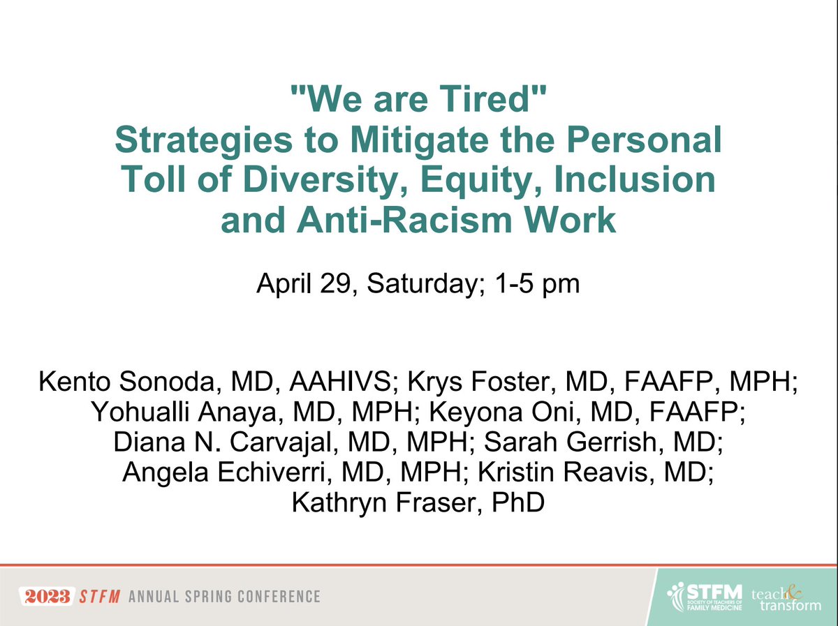 Are you ready for STFM Annual Conference 2023 Pre-Con Workshop? We can't wait to see you all soon in Tampa. Safe travels. 

@STFM_FM #AN23 #FMRevolution #MedEd #DEIA #MinorityTax #STFM_MMHC @DrKFosterMD @Yohualli_Anaya @kfgallon1 
stfm.org/conferences/an…