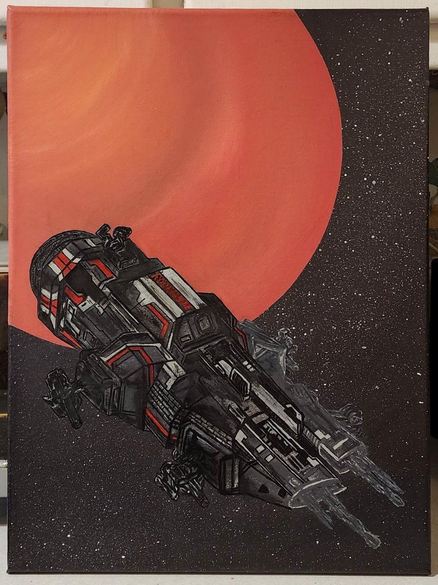 evaporationBoy's tweet image. Rocinante in progress. 12"x16" acrylic on canvas. I started this over a year ago but I kept putting it on the back burner for various reasons such as an acute lack of confidence in my ability to do it.
#TheExpanse #Artist #ScreamingFirehawks #WIP