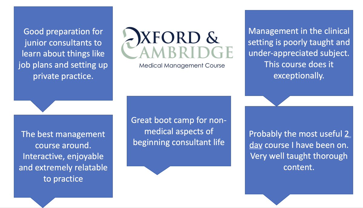 Our next Medical Management course for senior trainees  is being held in Oxford on 28th and 29th June 2023. Book now at oxbridgecourses.com. V limited places still left. Only £369 inc overnight accommodation and all meals. <a href="/BSoT_UK/">BSoT</a>. Feedback from last course 👇