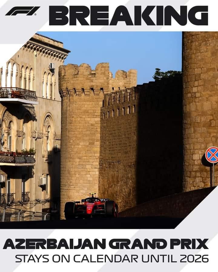 CaliberEnglish's tweet photo. #Azerbaijan to hold #FormulaOne Grand Prix until 2026 based on the new agreement #CaliberAz #F1 #motorsport #sport https://t.co/sKx5T99ACK